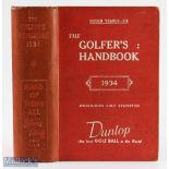 1934 The Golfer's Handbook 36th ed publ'd Edinburgh & London - Price 7/6d - in the original red