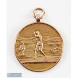 1912-13 'LHGC' 1st Class 9ct Gold Golf Medal awarded to 'P Toothill', embossed golf figure to