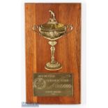 Scarce and Impressive 1939 Ryder Cup Dick Metz American Team Member Gilt Display - comprising a