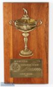 Scarce and Impressive 1939 Ryder Cup Dick Metz American Team Member Gilt Display - comprising a