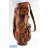 A Bryant Product Made in England large leather Golf Club Bag c/w travel hood, large full length