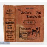 Rare 1922 The Golfer's Handbook 24th ed publ'd Edinburgh & London - Price 7/6d - in the original