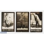3x Ogden's Guinea Gold Cigarette Real Photograph Players Open & Amateur Golf Cards - titled and