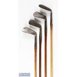 4x Tom Stewart irons incl a mashie for W Fletcher of Torquay, driving mashie for J McAndrew Cruden