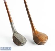 Left Hand H Vardon light stained scare neck brassie stamped with the maker's mark to the shaft below