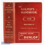 1938 The Golfer's Handbook 40th ed publ'd Edinburgh & London - Price 7/6d - in the original red