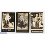 3x Ogden's Guinea Gold Cigarette Real Photograph Players Triumvirate Golf Cards - titled and