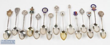 13x Golfing Hallmarked Silver Teaspoons - inc Fulwell, Southwell, Beeston Fields, Wimbledon, New