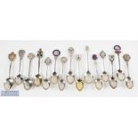 13x Golfing Hallmarked Silver Teaspoons - inc Fulwell, Southwell, Beeston Fields, Wimbledon, New