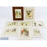 A Collection of Humorous Golf Prints by various arts, 7 are mounted all are small sized # 26cm x