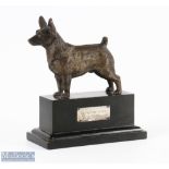 1935 Hythe Golf Club Kent Dog Trophy a fine bronze cast on ebonised wooden plinth with hallmarked