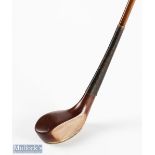 Fine and exotic R Forgan POWF dark stained persimmon scare neck late bulger brassie c1895 - fitted
