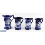 Interesting Collection of Various Crown Devon Ware Blue and White Golfing Proverb Jugs (4) - each