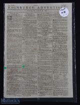 1810 The Edinburgh Advertiser Newspaper Golfing Announcement - dated Friday May 18th the Silver Club
