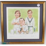 Kent Cricket Autographed Limited Edition Print featuring Chris Cowdrey, Colin Cowdrey and Graham