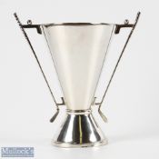 Art Deco Silver Trophy Cup with Golf Club design handles hallmarked London 1927 with worn makers