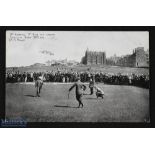 Early Amateur Golf Championship St Andrews Postcard - titled 1st Hole with John Ball watching