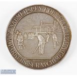 White Metal Walmersley Golf Club J H Parkers Scratch Medal 1914 centre having putting scene, rear