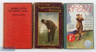 3x Early Golf Instruction Booklets - Good copy of "Success at Golf" 2nd ed with colour paper label