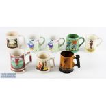 Golf Collectable Tankards, Mugs, a selection of 8 ceramics to include a Royal Bradwell sports