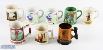 Golf Collectable Tankards, Mugs, a selection of 8 ceramics to include a Royal Bradwell sports