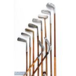 9x Assorted Styles of golf putters features straight blade showing the Masonic symbol, W L Richie