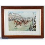 1914 Durbar II Winning the Derby Print, a period print in its original oak frame - some discolouring