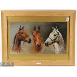 Susan L Crawford Print Horse Racing - We Three Kings, Red Rum Desert Orchid, and Arkle, framed under