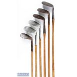 6x Assorted niblicks and mashie niblicks - niblicks include a Sportsman's brand, unnamed large