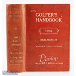 1936 The Golfer's Handbook 38th ed publ'd Edinburgh & London - Price 7/6d - in the original red