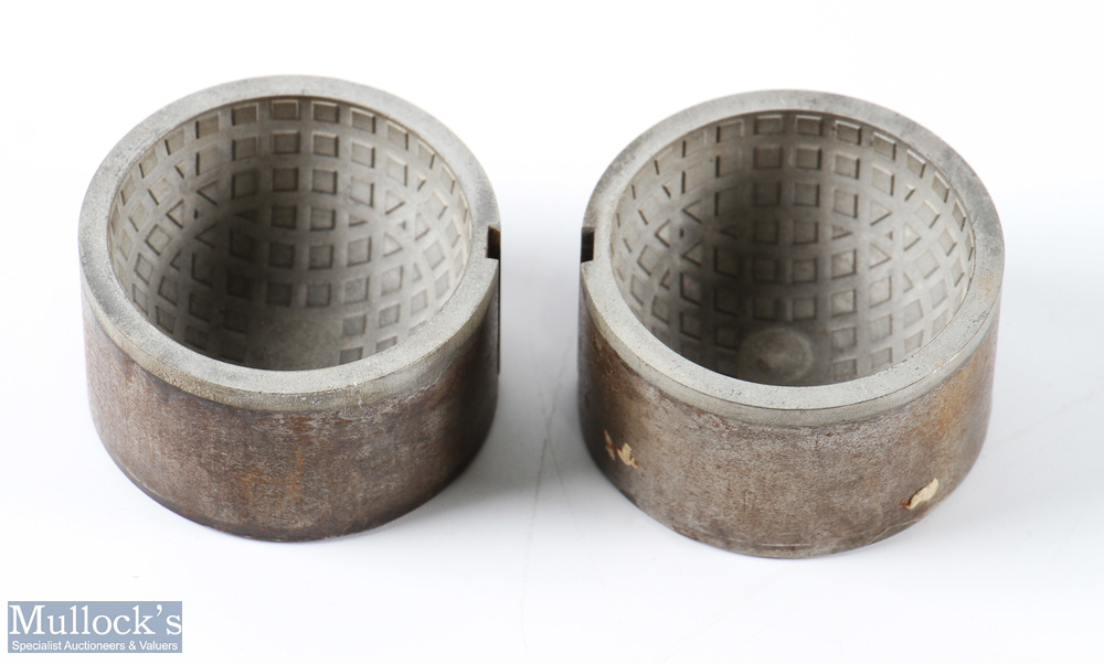 Interesting Metal Square Mesh Pattern Golf Ball Mould - both stamped to the base with number 68