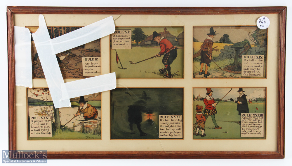 Charles Crombie 'Perrier' Rules of Golf Prints featuring Rules I (j), IV, III, XX, VII, XII (v) - Bild 4 aus 4