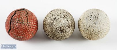 3x large various Bramble Pattern Golf Balls - Haskell Bramble retaining much of the original red
