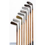 8x Assorted Putters to incl shallow metal mallet head with punch dot face markings stamped 41 to the