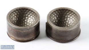 Interesting Metal Dimple Pattern Golf Ball Mould - both stamped with the letter B to each base -