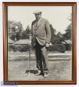 James Braid (Walton Heath Golf Club) large photograph print with facsimile signature - c/w hickory