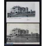 2x Tom Morris, Golf Club House and 18th Green Post cards - 2x variations on the same scene with