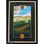 1995 Centennial US Open Championship Golf Poster signed by Artist Ken Reed, Long Island 15th-18th