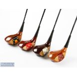 4x Various MacGregor persimmon woods including a key hole DX Tourney model in light stained