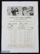 1939 Henry Cotton v D. (Dai) J Rees 36 Hole Challenge Match signed specially printed score card -