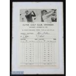 1939 Henry Cotton v D. (Dai) J Rees 36 Hole Challenge Match signed specially printed score card -