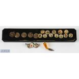 Interesting Collection of Period Golfing Buttons brass faced, and decorative glass faced buttons,