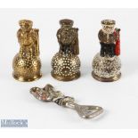 Brass Golf Dunlop Dimple Ball Style Brass Bell, Figures 9cm tall - plus metal bottle opener (3)