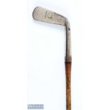 Pre 1900 W Dunn straight thick metal blade putter stamped Dunbar below the circular maker's mark,