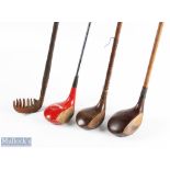 3x Watt Woods to incl a large head driver stamped R. Watt a small headed spoon stamped Willie