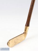 Scarce R Brougham's patent 'Clubs are Trumps' brass putter with interesting semi-circular back and