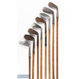 8x Various Irons to incl The FG Tait cleek by George Nicol in never rust metal, an early Tom Stewart