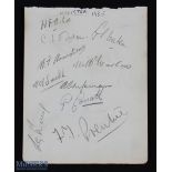1935 Leicester County Cricket Club Autograph Page of Signatures, 9 signatures on one side of page,