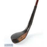 T Morris dark stained beech wood putter c1885 stamped with the owner's WR initial to the shaft below