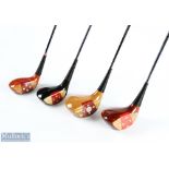 4x Various Persimmon Woods features MacGregor Jack Nicklaus VIP 3 wood, Hogan Apex 5 wood k82031,